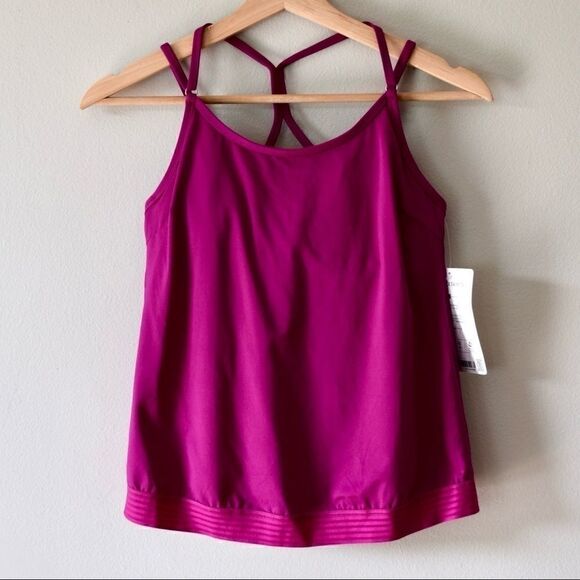ATHLETA Cross Back Swim Tank, Magenta Pink, Size 32B/C NWT $74 - Picture 4 of 14